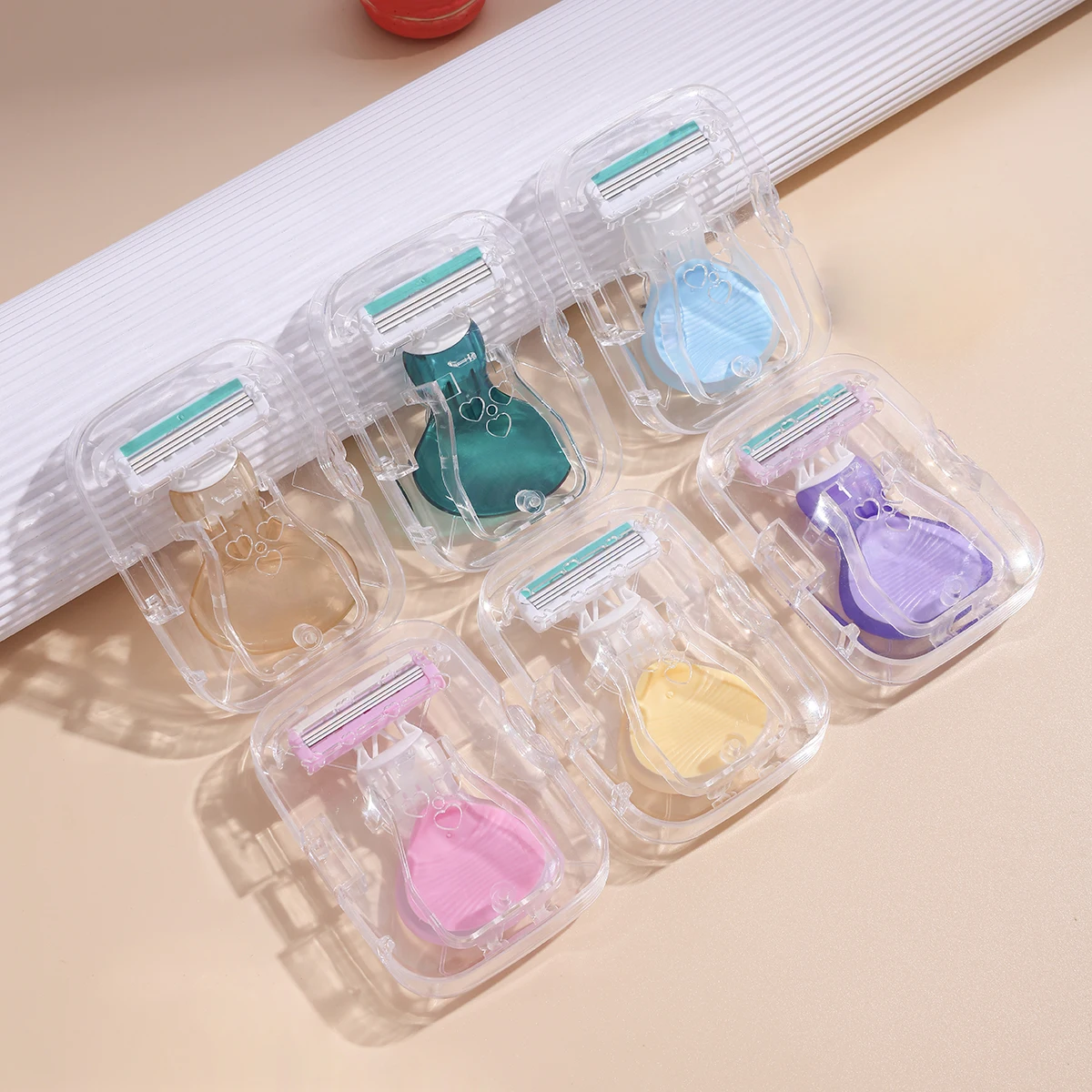 

Women Mini Razor For Body Hair Remove Stainless Steel Blade Rubber Handle With Storage Box