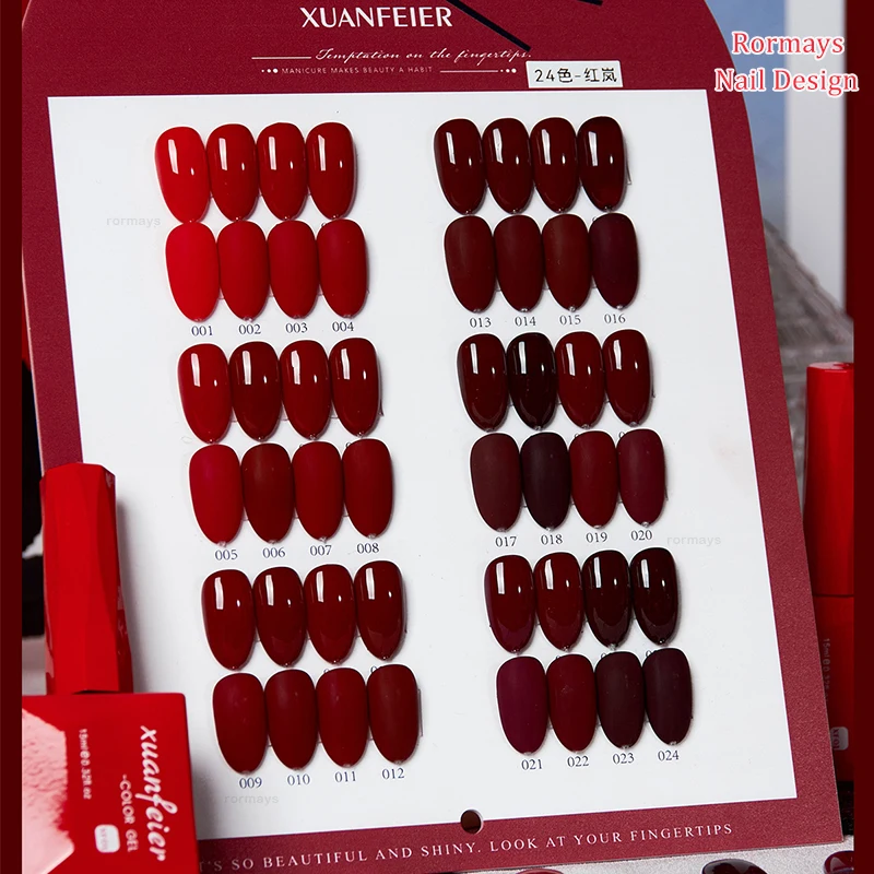 Rormaile-Verhéritage à ongles gel UV, 24 pièces, couleur vin rouge, brillant et durable, ensemble d'apprêt pour manucure, 15ml