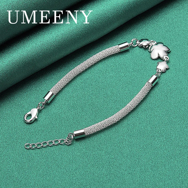 

Luxury 925 Sterling Silver 8 Inch Delicate Flower Bracelet Women Simple Fashion Wedding Accessories