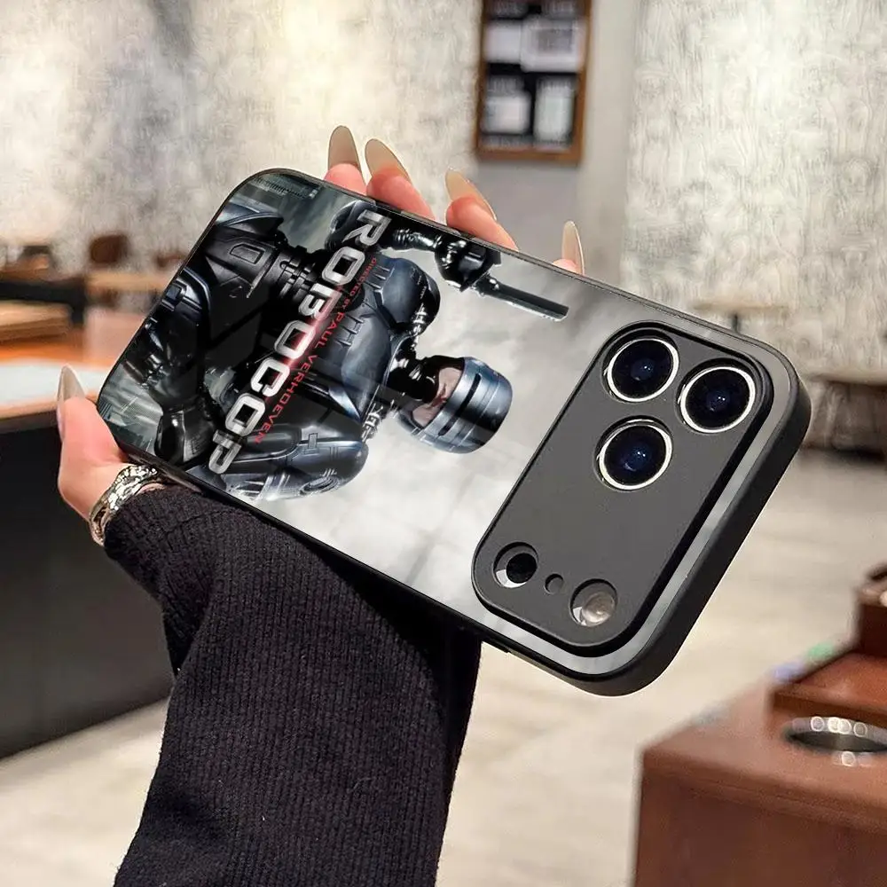 R-Robocop Handyhülle für iPhone 17 16 15 14 Air 12 11 13 Pro Max Mini X Xr Xs Se Plus Glasabdeckung