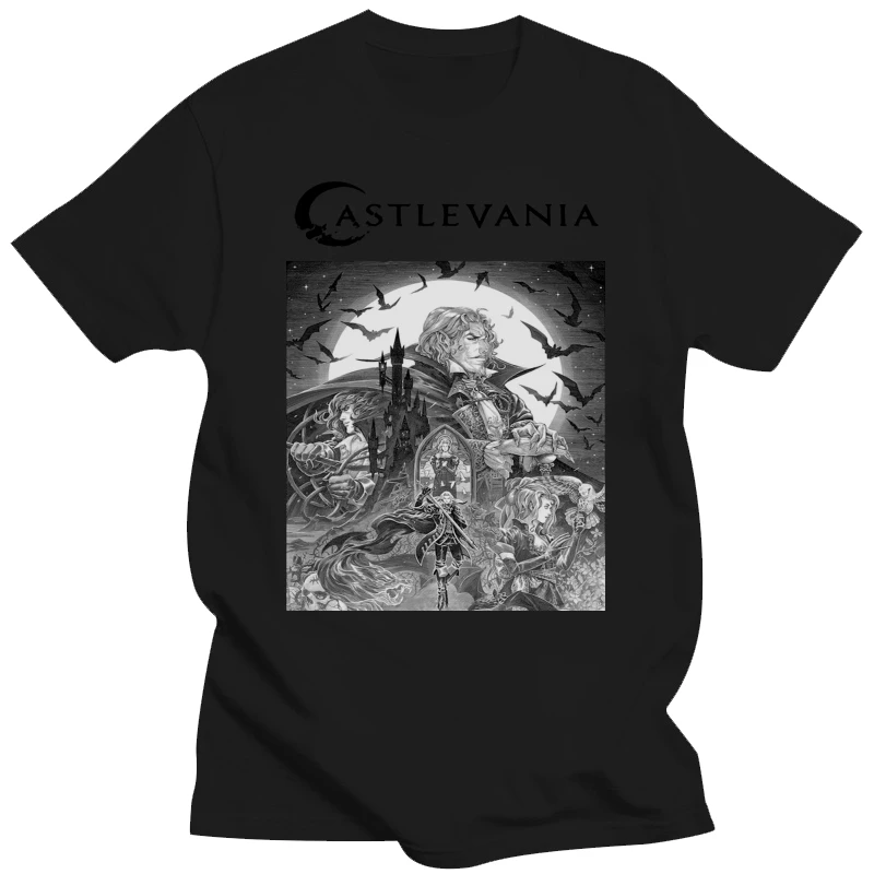 

Футболка Castlevania с короткими рукавами и рисунком, забавная мужская футболка из 100% хлопка