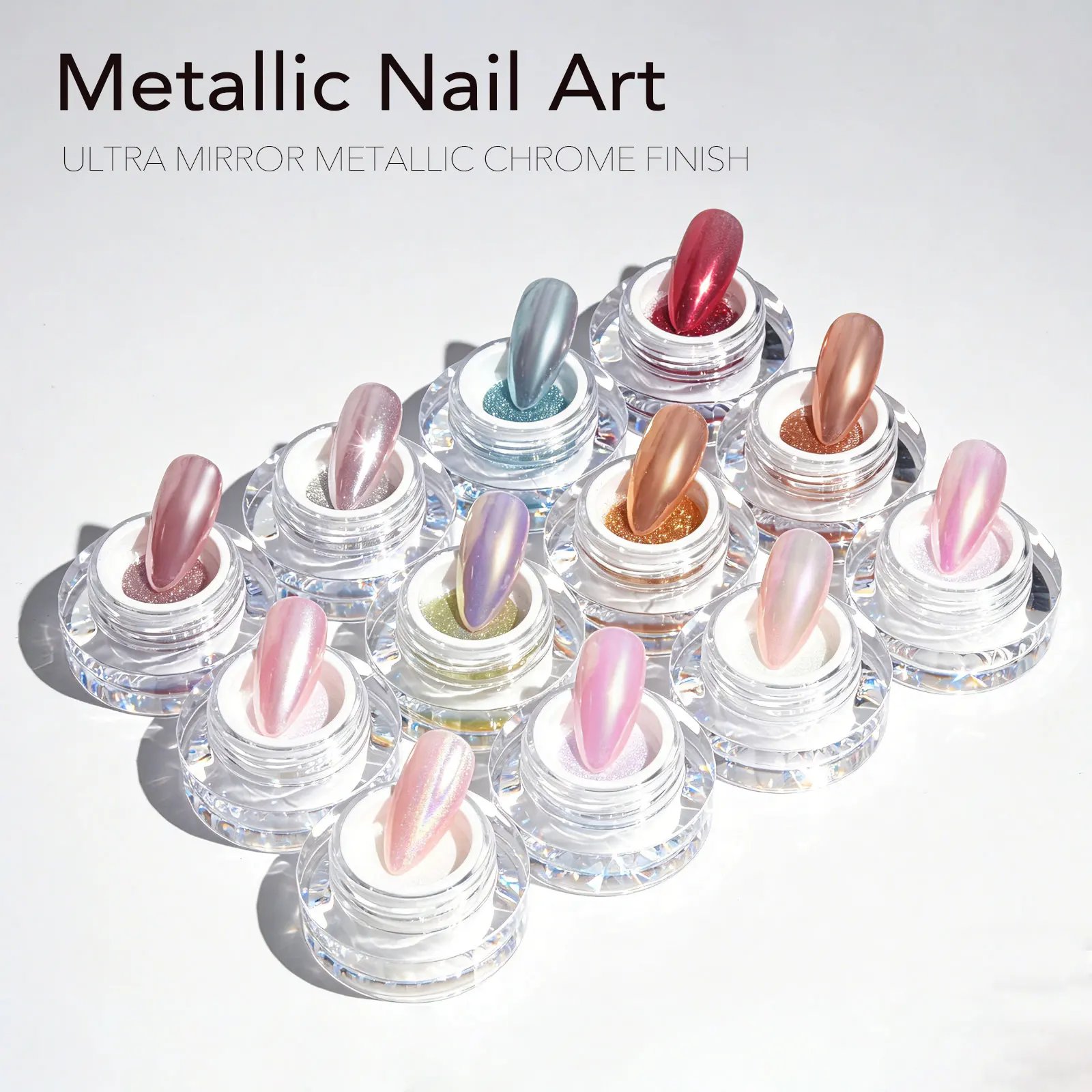 CANNI 0.3g Aurora Chrome Nail Powder Mirror Effect Nail Glitter Pigment Dust Metallic Powder Gel Nails Holographic Nail Art DIY