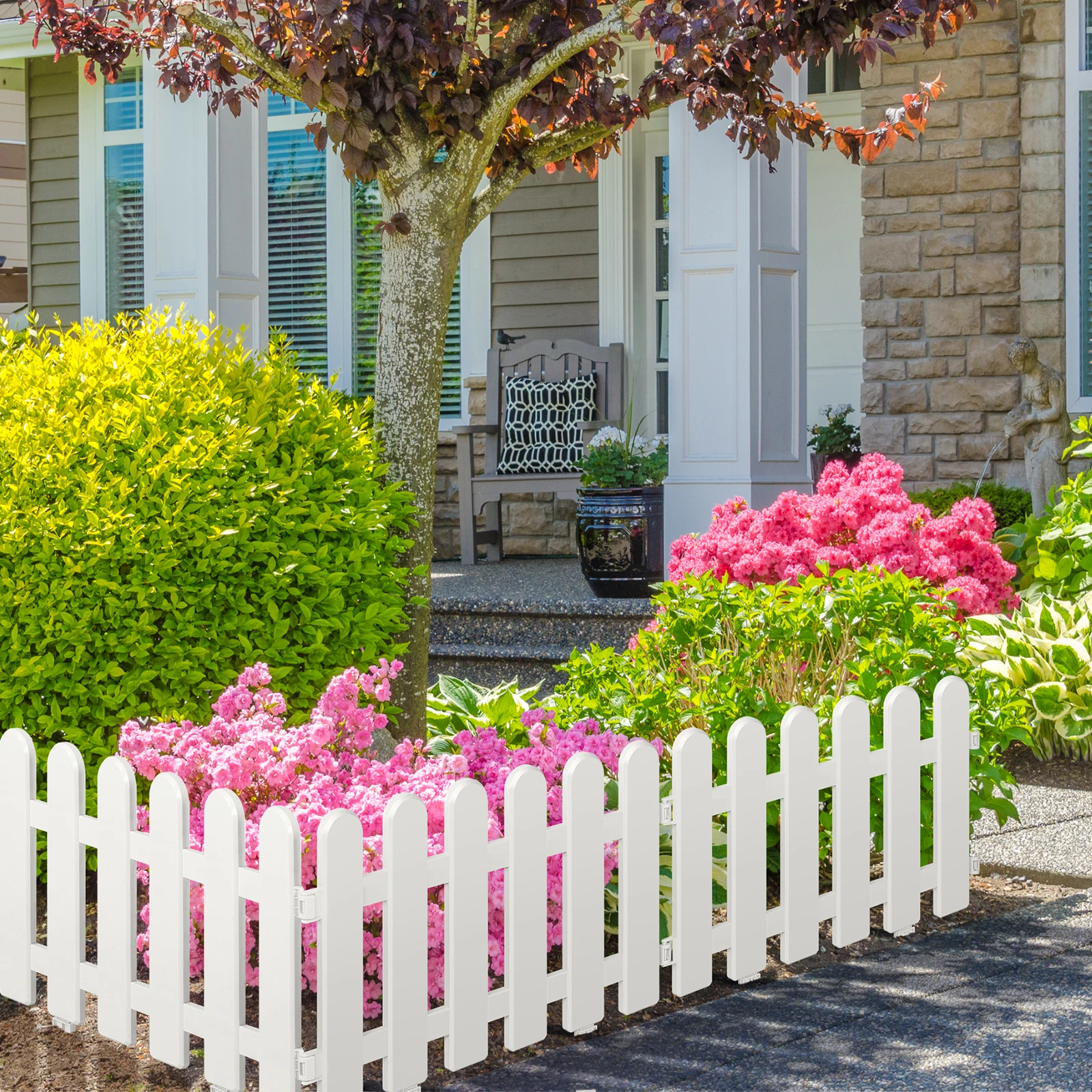 

24pcs Plastic fence,horticultural fence, white coffee colored fence, PVC courtyard park fence engineering, community green fence