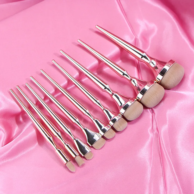 9pcs Makeup Brushes Set Foundation Powder Highlighter Gold Handle Make Up Brushes Face Eye Nose Detail Cosmetic Beauty Tool