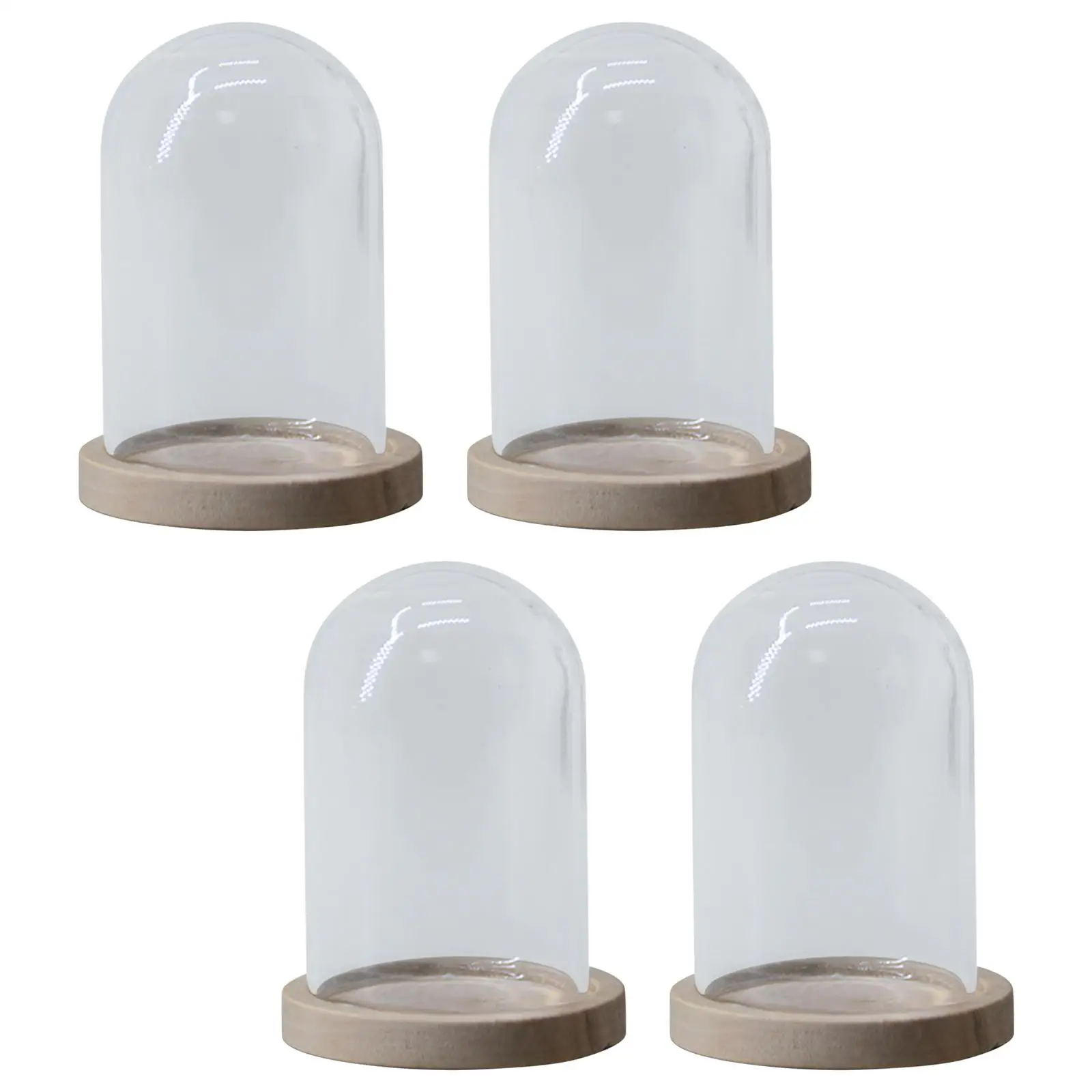 

4 Pieces Cloche Dome Vase with Wooden Base for Decoration Home