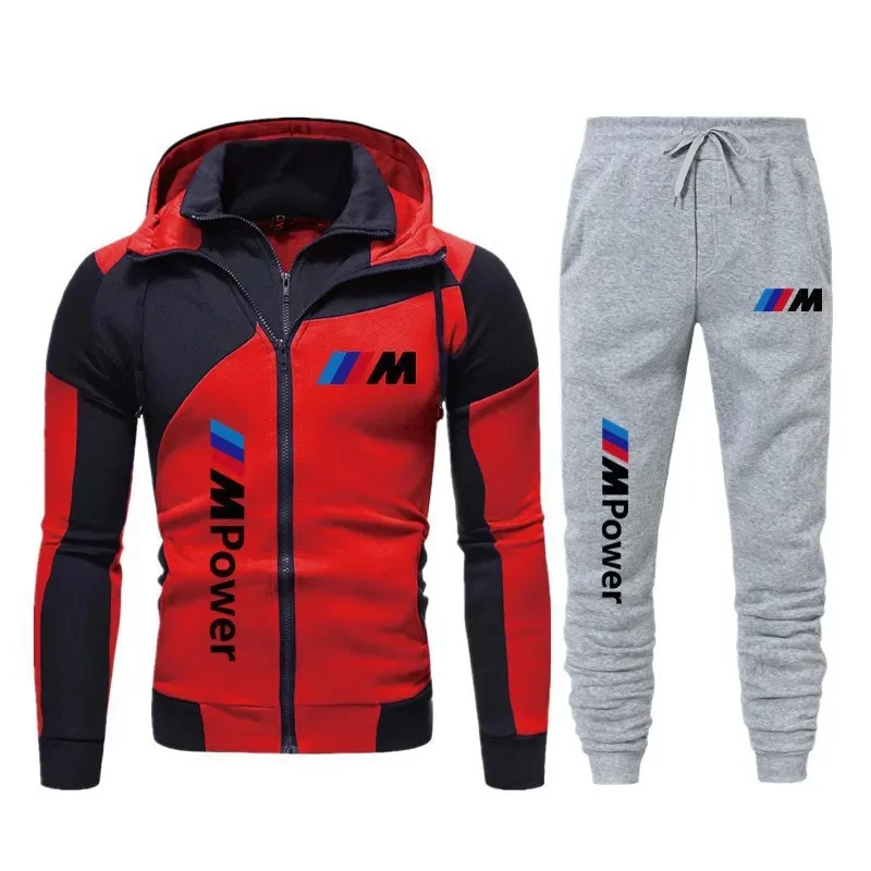 2025 New BMW Printed Simple  Set  Fashion Hoodie Set  Thick Warmth Top Pants Set Double layer Zipper Jacket