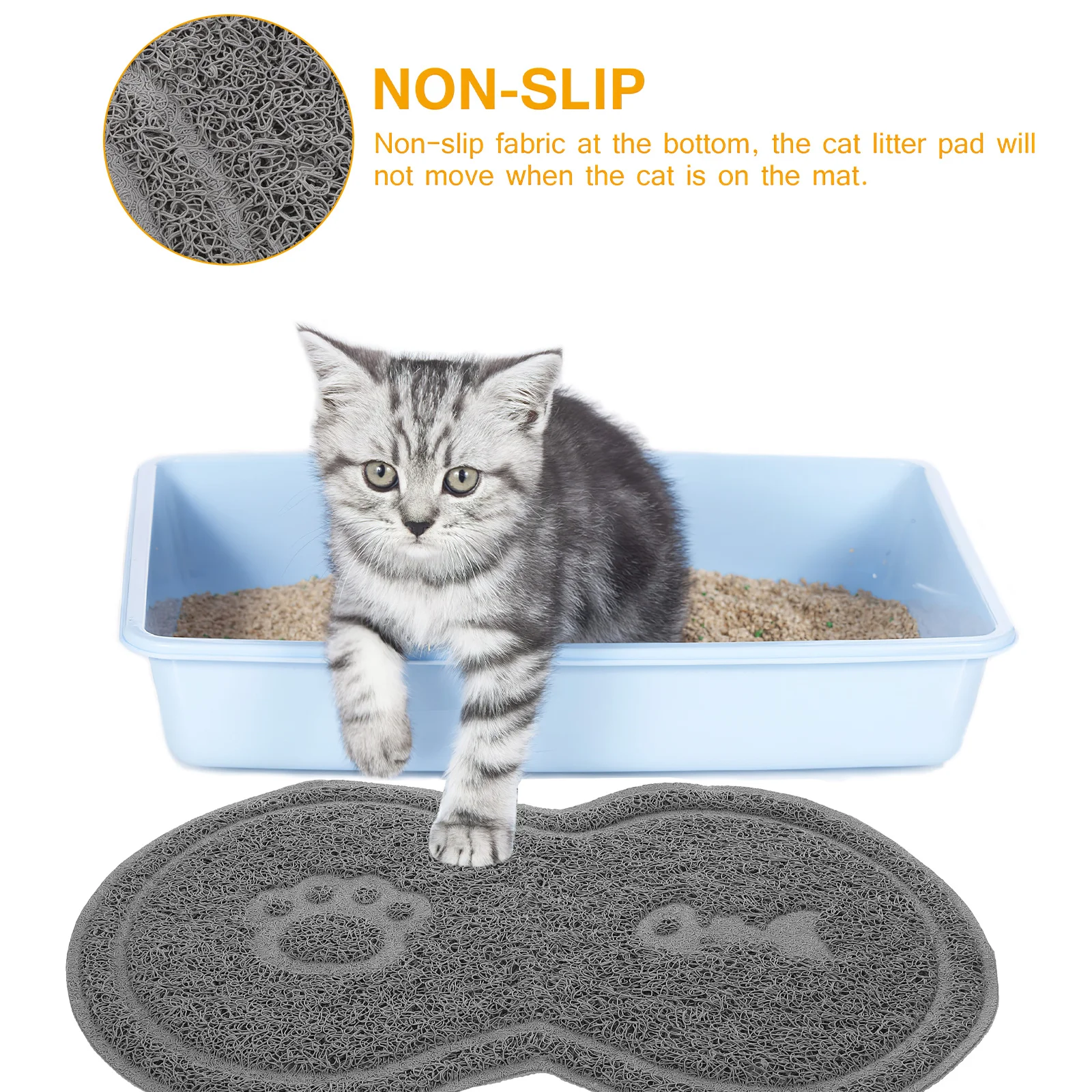 

Cat Litter Mat Grey Non-Slip Pet Dish Bowl Placemat for Dog Puppy Kitten Food Water Feeding Area Cat Litter Mat
