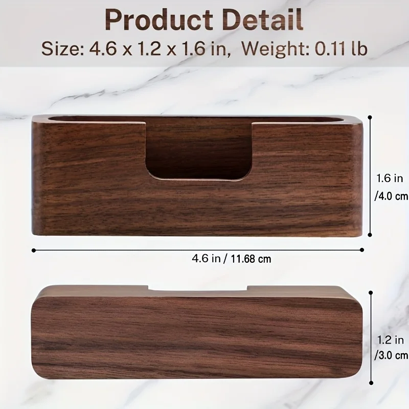 1pcs Walnut Wooden Business Card Holder with Finger Groove Elegant Desk Organizer Professional Business Card Display Rack