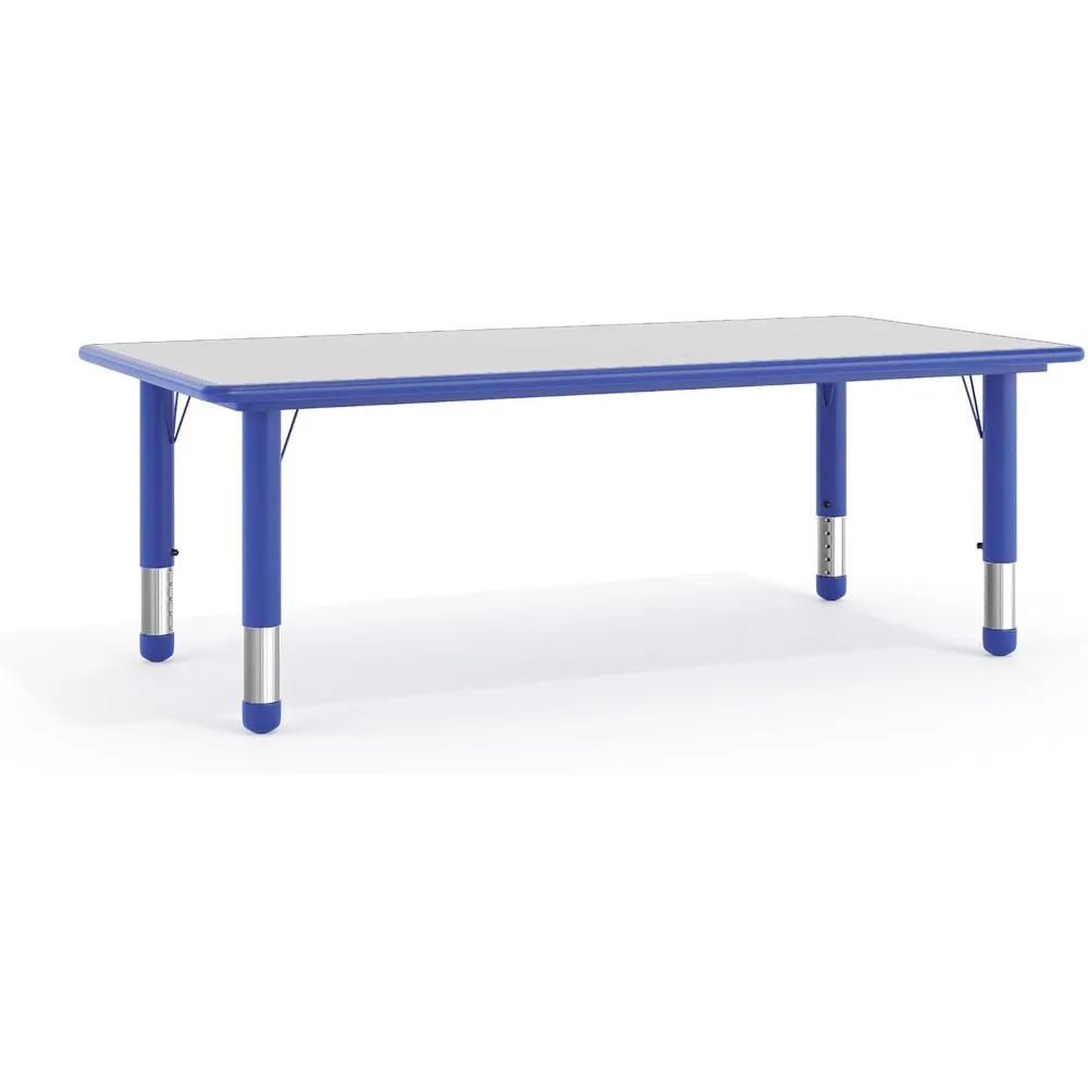 23.625 ''W X 47.25' L Rechthoekige Blauwe Plastic In Hoogte Verstelbare Activiteitentafel Met Grijze Top