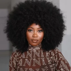 70's Afro Curly Wigs for Black Women Synthetic Soft Afro Wig Natural Looking Full Wig for Daily Party Cosplay Costume Halloweeen