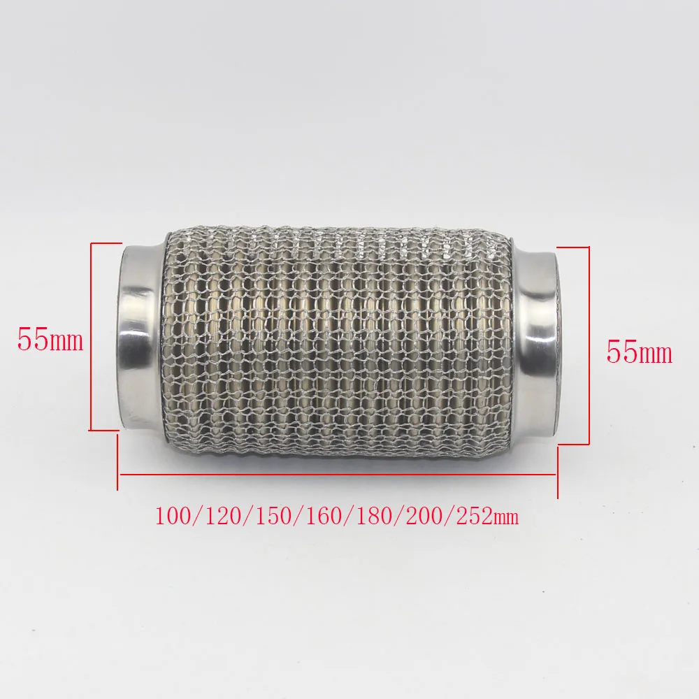 55mm Automotive exhaust bellows stainless steel hose connected to muffler shock absorption hose braided hook mesh expansion pipe