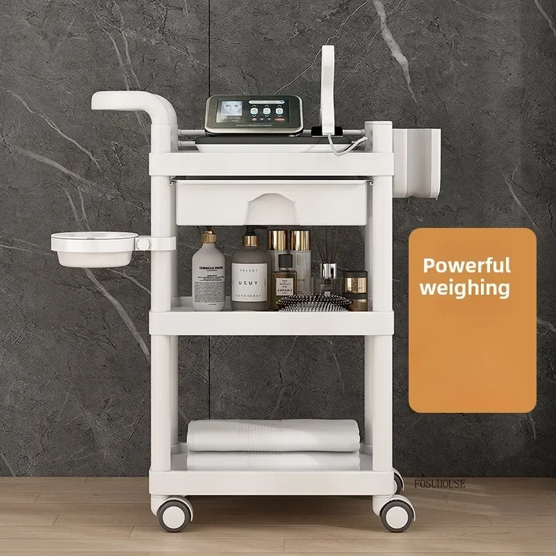 #Modern ABS Professional Salon Trolleys Beauty Salon Special Tool Trolley European Auxiliary Cart with Wheels for Salon