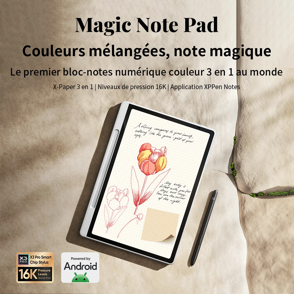 XPPen bloc-notes magique Android 14 tablette graphique blanche bloc-notes d'écriture numérique d'affaires 3-en-1 papier d'encre couleur lecteur de livre électronique
