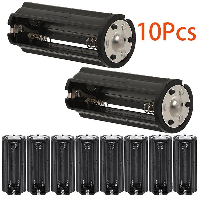 10Pcs 3 x 1.5V AAA Series Connection Plastic Black Cylinder Battery Storage Holder Case Adapter