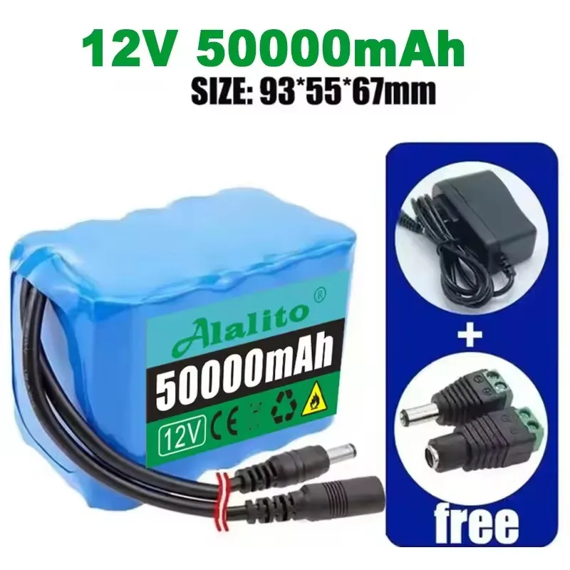 3S5P 12V 50Ah Battery for Portable Speaker Audio Emergency Lighting Rechargeable Lithium-ion Replacement Battery Stable Output.