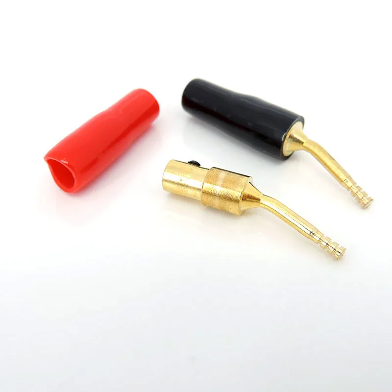 1/2 pairs 2mm Banana Plugs Adapter Gold-plated Copper Speaker Audio Wire Cable Connector bent terminal Pin Plugs Red Black c1