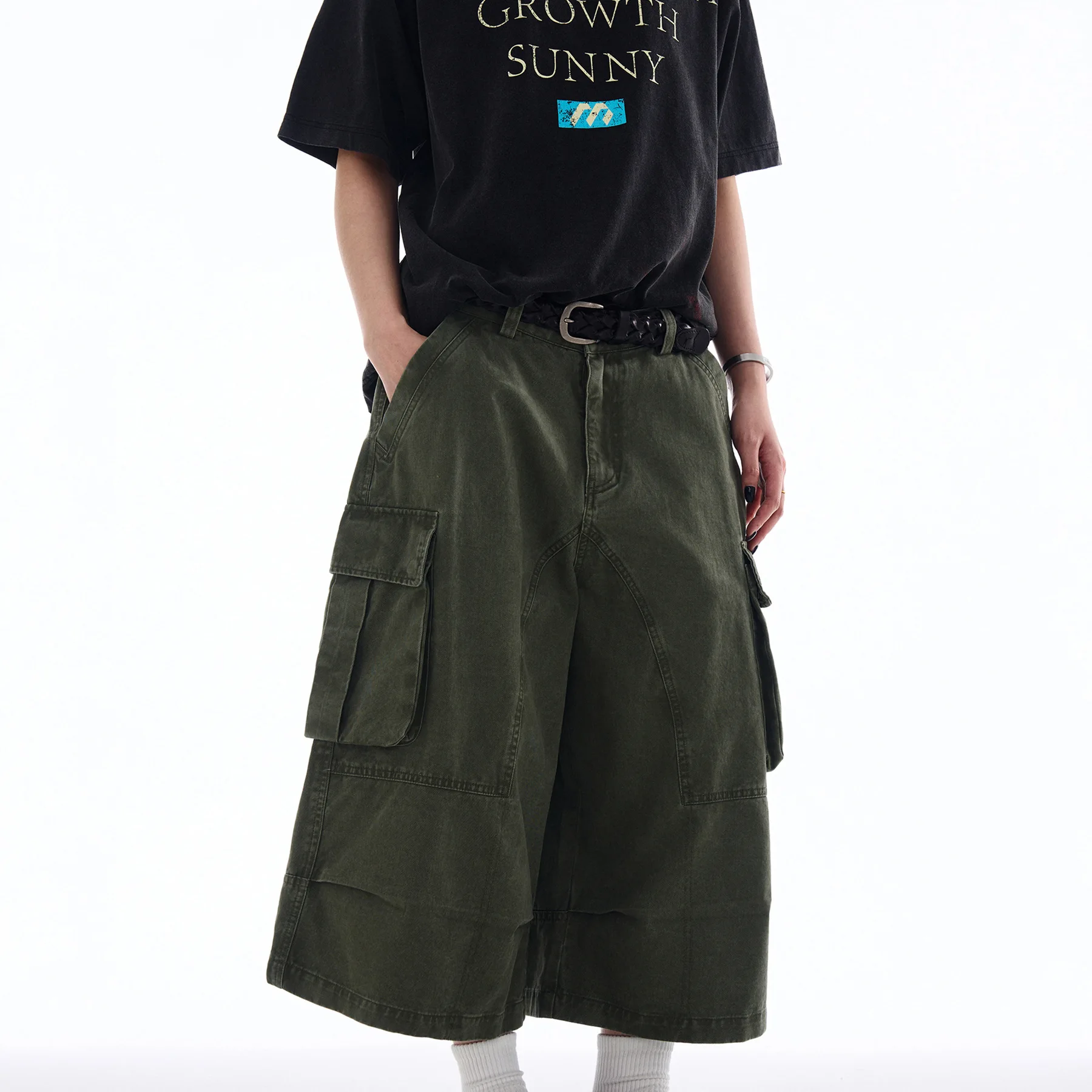 Street Trendy Brand Old Tooling Shorts Men's Loose Casual Multi-pocket Cropped Pants