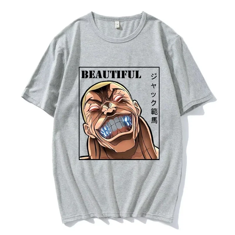 أنيمي باكي The Grappler تي شيرت مانغا هانما Yujiro تي شيرتات قصيرة الاكمام عادية تي شيرت الشارع الشهير الأزواج