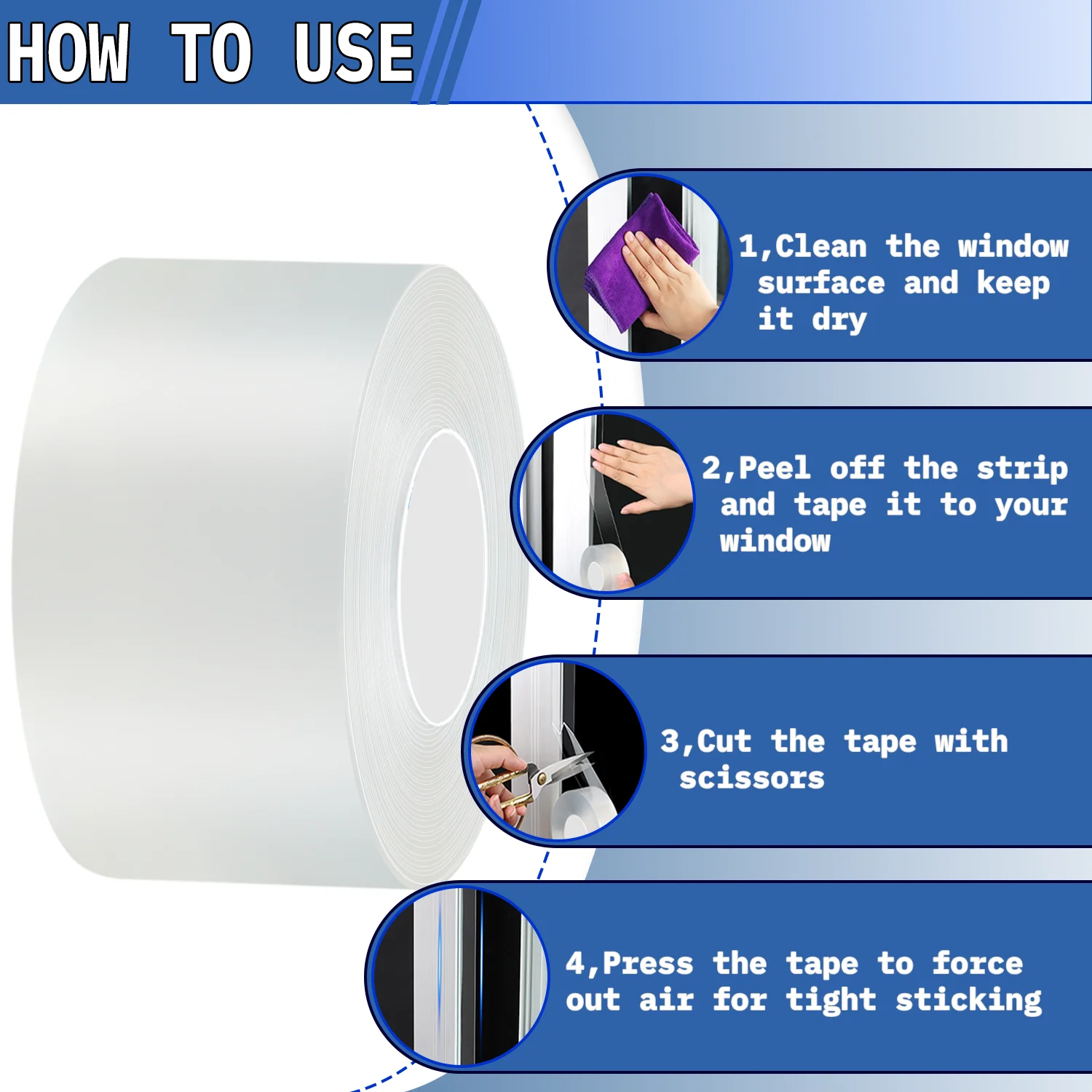 Single-Sided Nano Tape, Waterproof, Windproof and Anti-Collision Tape for Doors and Windows, Kitchen Sink Sealing Tape view 6