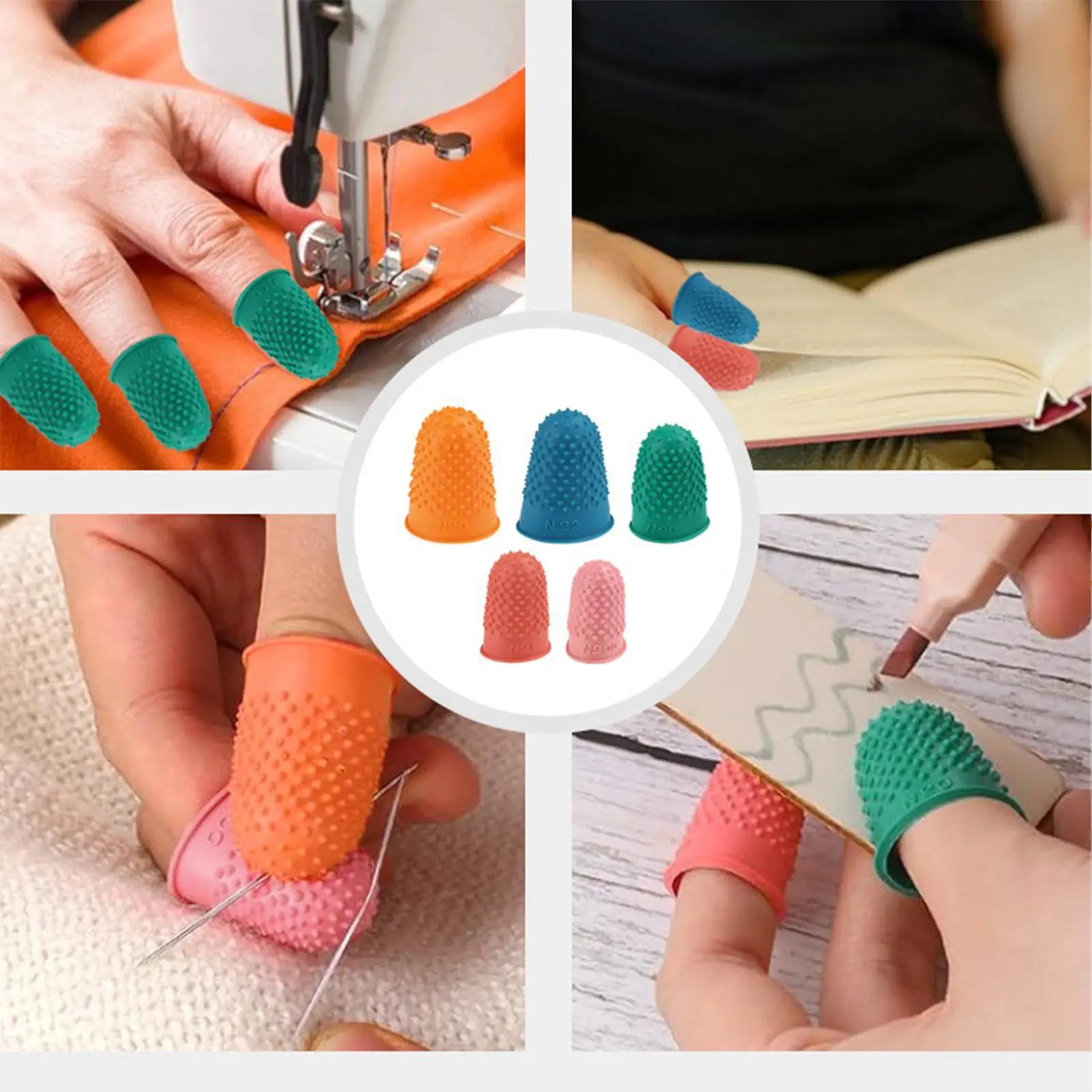 

Rubber Finger Tips Office Anti-Static Non-Slip Protectors 5-Piece Fingers Tips For Sorting Papers For Paperwork Cutting Counting