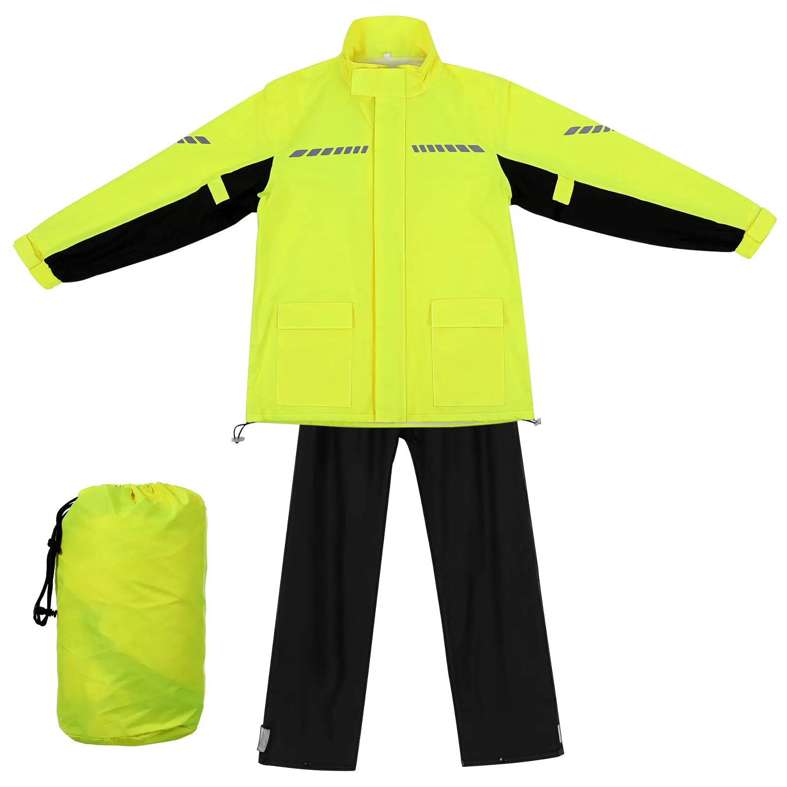 

1Set Outdoor Cycling Rain Suit for Men Waterproof Jacket Pants with Reflective Strips Shoe Covers Night Safety Heavy