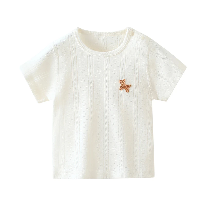 Baby Short-Sleeved Summer Pure Cotton Seamless Infant Clothing Children's Tops Boys' and Girls' T-Shirts Solid Color Half-Sleeve Jacquard