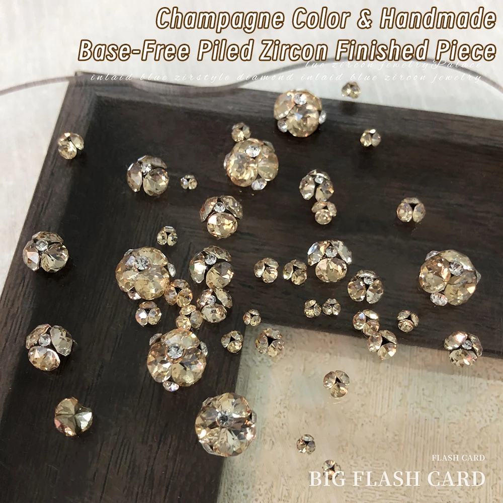 10/14 Pz 3D Champagne Lucido Trapano Mucchio di Diamanti Pendenti E Ciondoli Per Unghie SS6-SS28 Mucchio di Cristallo Strass Gioielli Per Unghie K9 Accessori Per Manicure