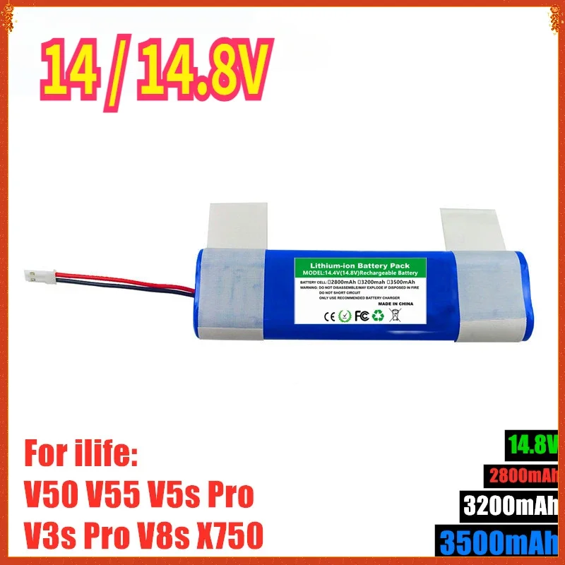 

14/14.8V 2600mAh 3500mAh Rechargeable Battery for ILIFE V3s V5s V8s DF45 DF43 V3 X3 V50 V55 V5Lpro Robotic Cleaner Parts
