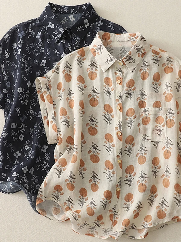 Cómodo, informal, ligero, transpirable, Svel irt, novedad de verano, sistema Sle Forest, ajuste holgado, estampado, irt para mujer