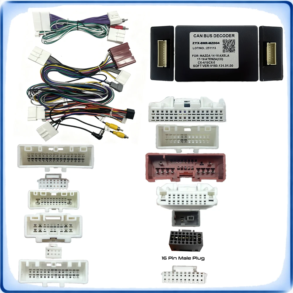 Car Accessories Radio Wiring Harness with CANBUS Decoder Box for Mazda Axela CX-4 CX-5 Amplifier Models