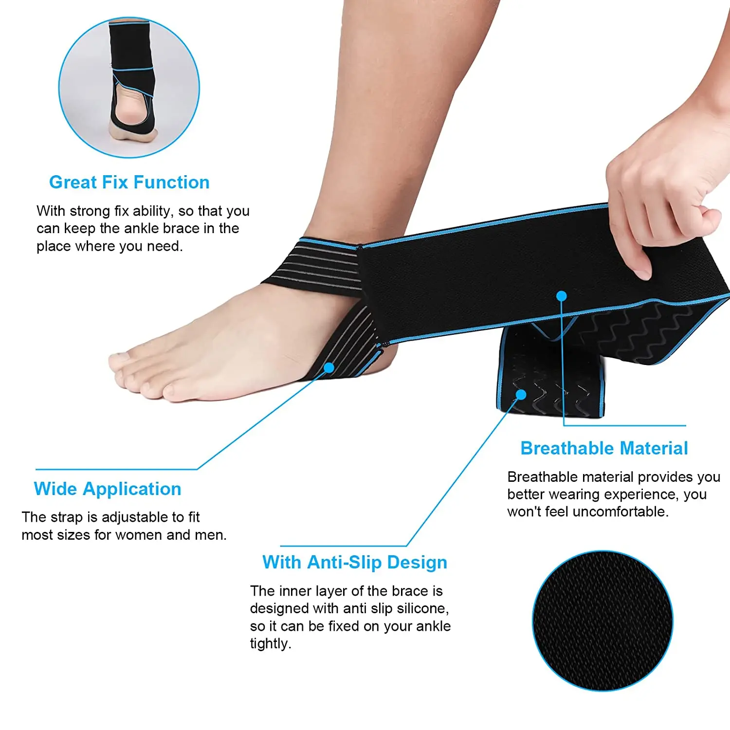 1Pc Ankle Brace,Ankle Support Wraps,Adjustable Compression Antiskid Ankle Staps for Protecting Against Ankle Wrist Kneel Sprains