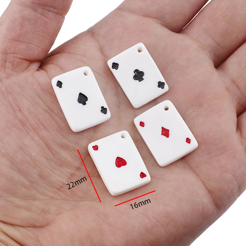 Dijes de cartas de póker Spades Ace, colgantes de resina para pendientes, collar, llavero, accesorios para hacer joyas Diy, 16mm, 10 unidades