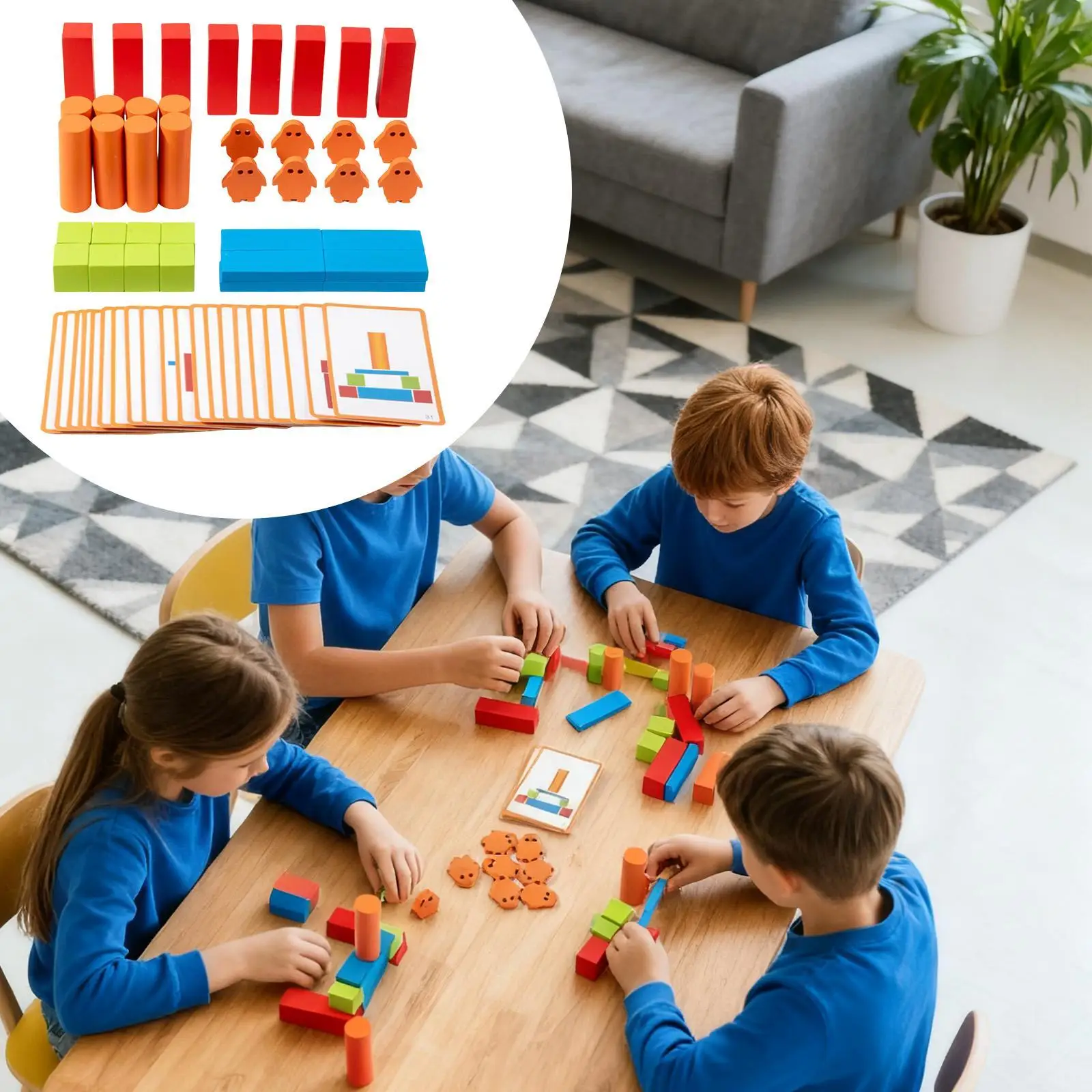 Conjunto de blocos de construção de madeira, brinquedos de classificação, construção, criar pilha manipuladores, blocos de empilhamento, formato de cor para contagem educacional