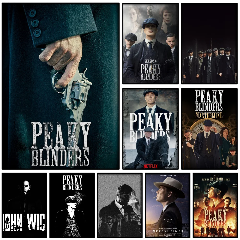 1PC Movie P-Peaky B-Blinders Poster Self-adhesive Art Waterproof Paper Sticker Coffee House Bar Room Wall Decor