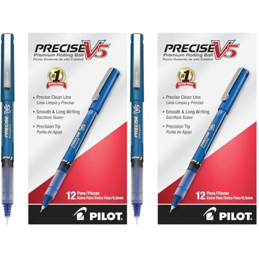 

Precise V5 Rollerball PensExtra Fine Point 0.5 mm Blue Pens Blue - Ideal for School Journaling and Office Writing Pack of 24