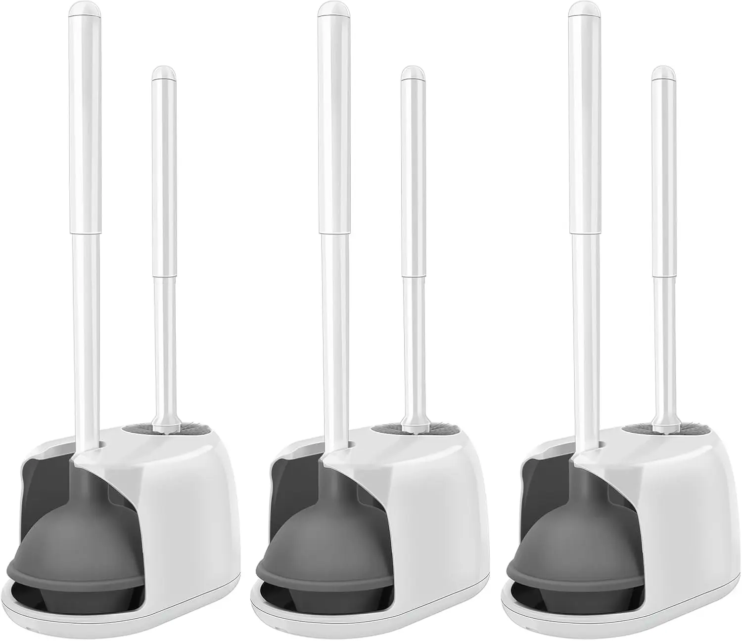 

Toilet Brush Set, 3 Pack with Holder, White