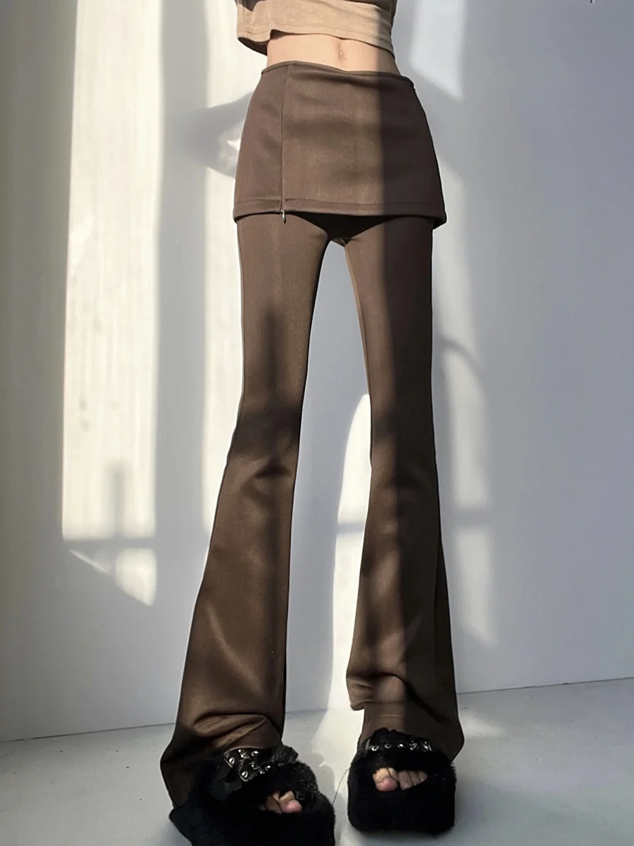 Slimming High Waist Knitted Micro Flared Casual Pants Women's Spring Autumn New Style Street Fashion Cotton Blend Trousers