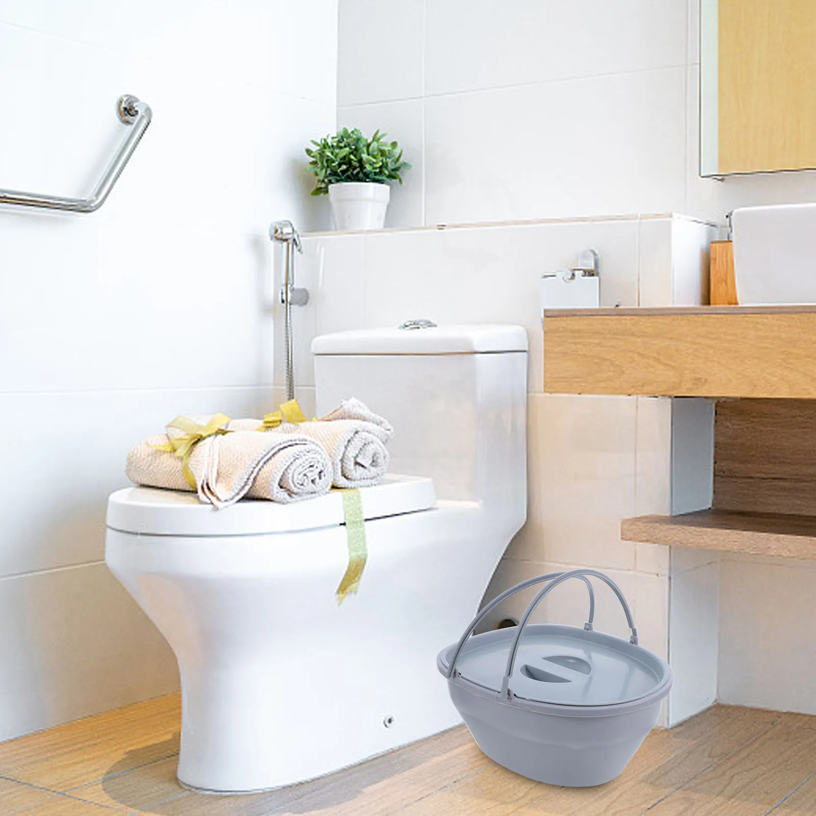 

Portable Toilet Seat Inner Liner Removable Commode Seat for Elderly Seniors Bedroom Living Room Home Hospital Nursing Home