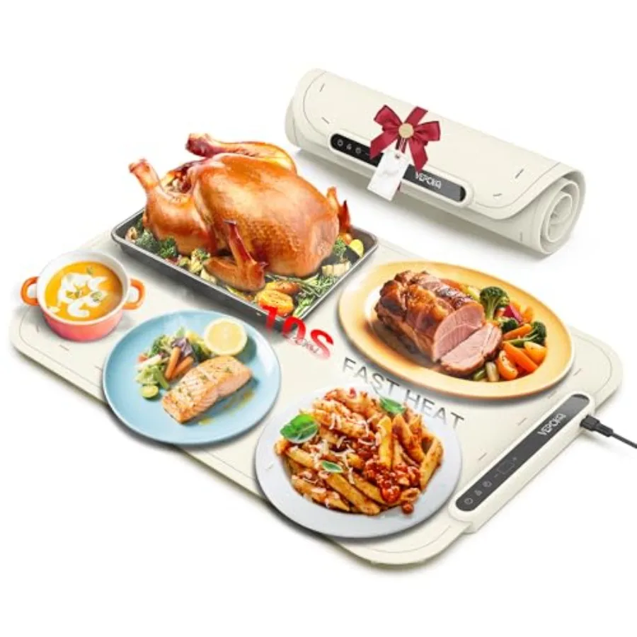 

Warming Mat for Food VEPOKA Food Warmer Mat for Countertop Electric Warming Tray with 7 Temp Levels and Auto Shut-Off Food Warm
