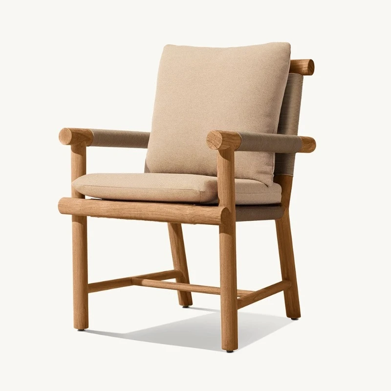 Outdoor teak tables and chairs rope braided anti-aging anti-corrosion wood tables and chairs