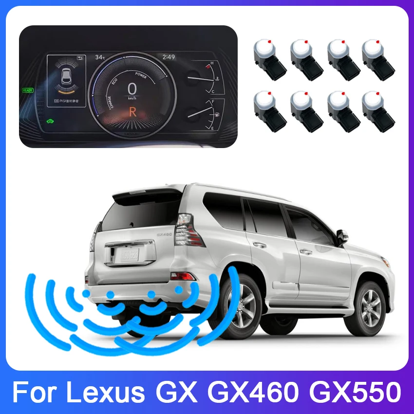 New! Car Parking Sensor Reverse Backup Radar 8 Probes Beep Show Distance on Display Sensor Video System For Lexus GX GX460 GX550