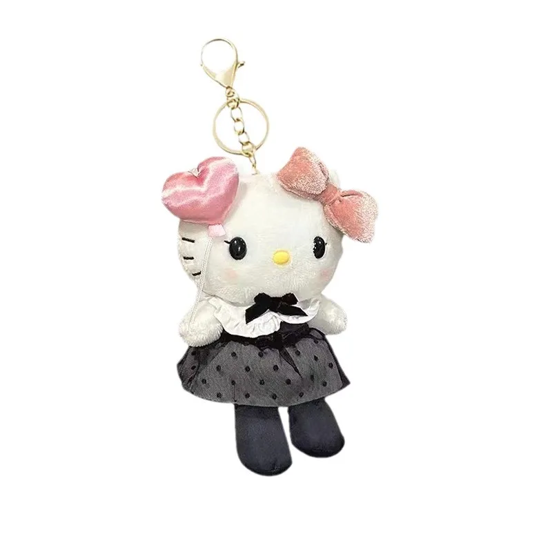 Genuino Sanrio Hello Kitty francés Sweetheart KT gato llavero de felpa juguetes de dibujos animados PP algodón mochila llavero regalos para niñas niños