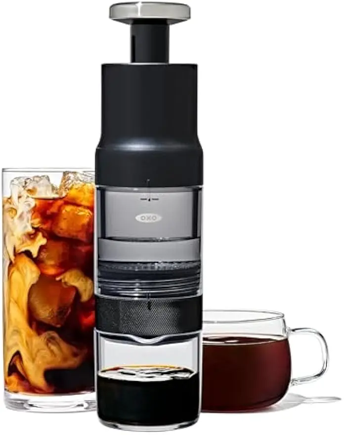 

Portable Coffee Maker for Travel, Fast Hot & Cold Brew in Minutes, Compact Handheld Brewer