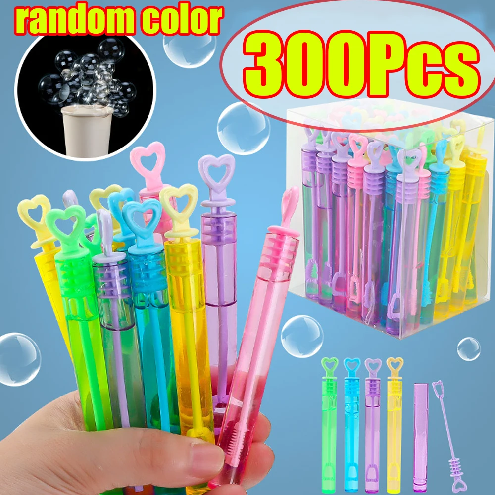 10-300 Uds. Botella de jabón de burbujas colorida, varita de corazón de amor, Mini varitas de burbujas con forma de corazón para invitados, recuerdos de fiesta de cumpleaños para niños