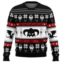 Happy New Year Skyrim Fusrodah Ugly Christmas Sweater Gift Santa Claus Pullover Men 3D Sweatshirt And Top Autumn/Winter Clothing