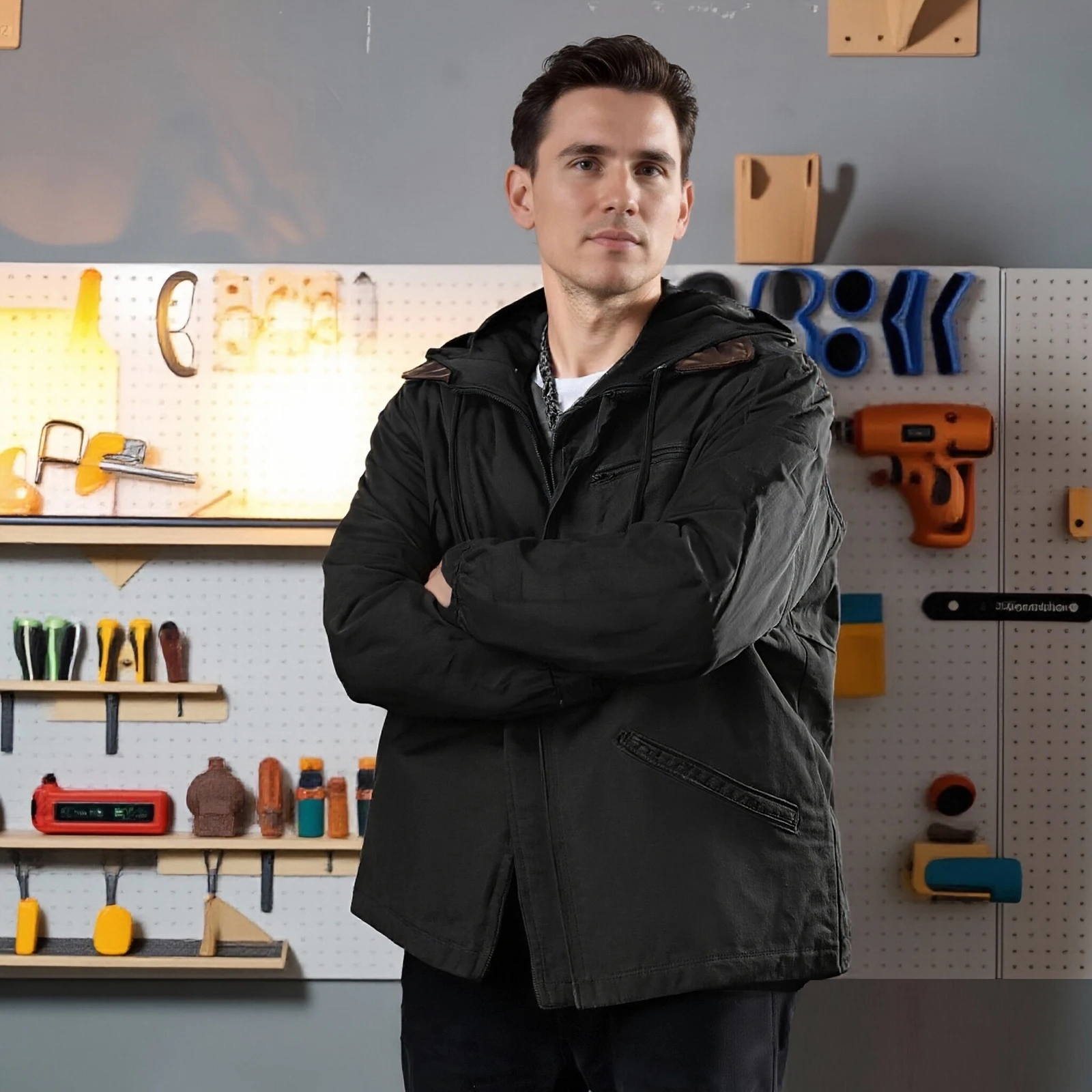 

Men Hooded Jacket Long Sleeve Zipper Jacket Autumn Warm Outwear Tops with Pockets