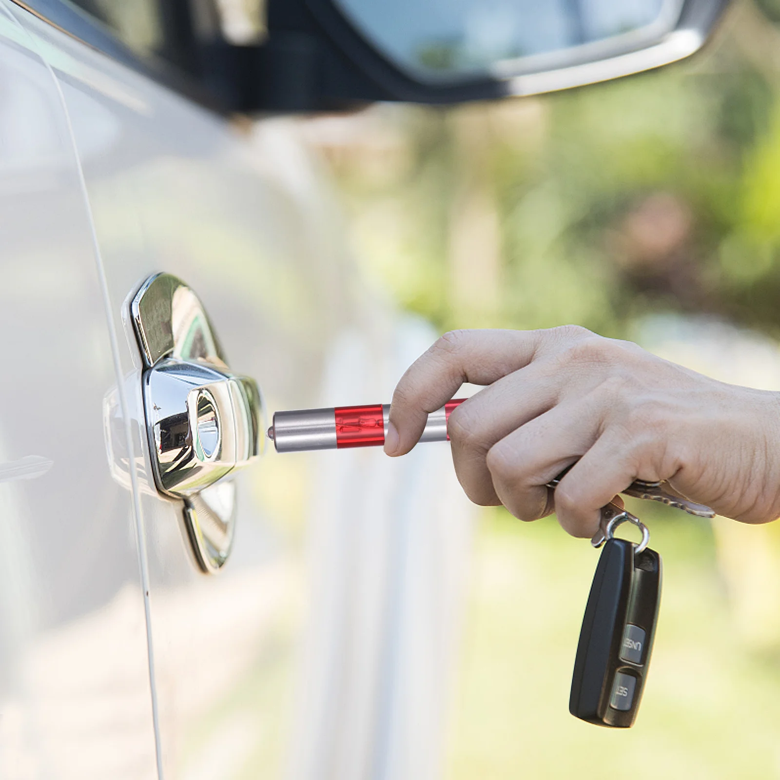 المحمولة مكافحة قضيب سيارة المفاتيح الكهرباء تفريغ مادة الراتنج قسط سبائك الألومنيوم الجسم أداة حماية ثابتة ل #3