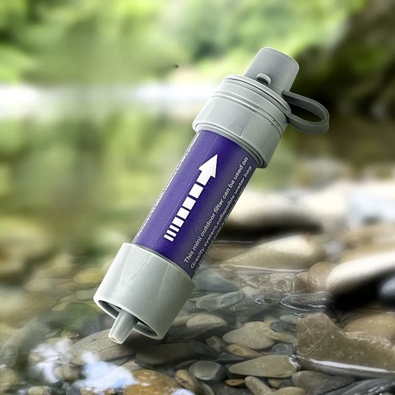 アウトドアミニ浄水器ストロー-ポータブル浄水ペン-キャンプやハイキング用-シンプルオレンジ-アウトドアフィルター