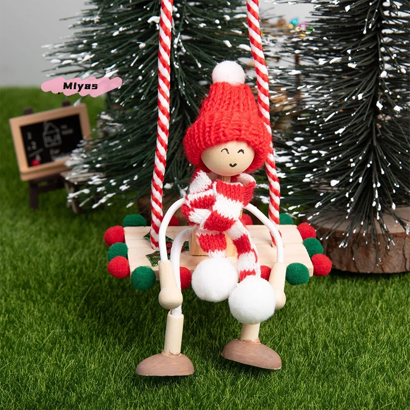 Miniatur-Weihnachtsbücherregal mit schwingender Elfenpuppe für Puppenhausdekorationen, Szene-Requisiten, Heimzubehör zum Sammeln