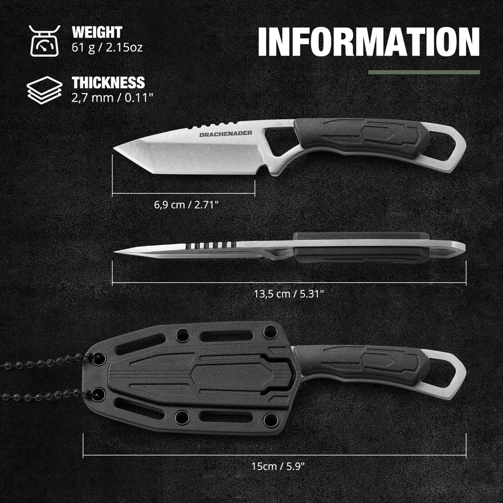 Small Tactical Fixed Blade Neck Knife, EDC Hunting Knives for Men with Sheath, Sharp Outdoor Knife Camping Hiking Self-Defence